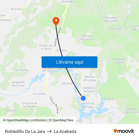 Robledillo De La Jara to La Acebeda map