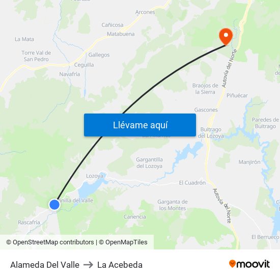 Alameda Del Valle to La Acebeda map