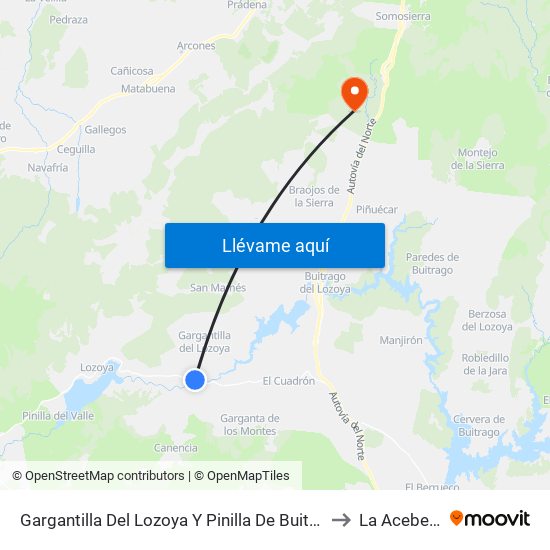 Gargantilla Del Lozoya Y Pinilla De Buitrago to La Acebeda map