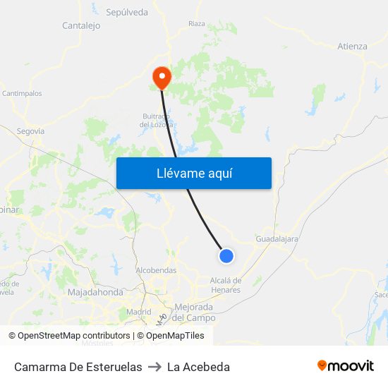 Camarma De Esteruelas to La Acebeda map