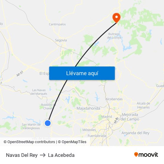 Navas Del Rey to La Acebeda map