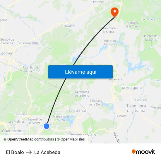 El Boalo to La Acebeda map