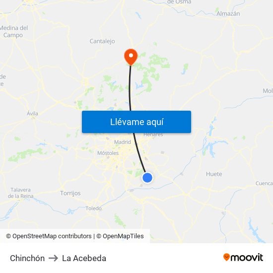 Chinchón to La Acebeda map