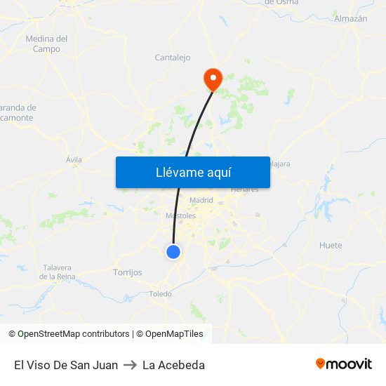 El Viso De San Juan to La Acebeda map