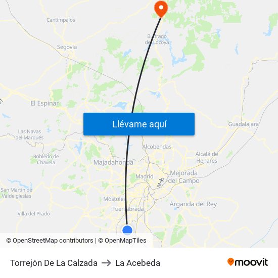 Torrejón De La Calzada to La Acebeda map