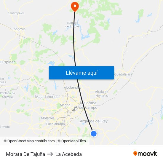Morata De Tajuña to La Acebeda map