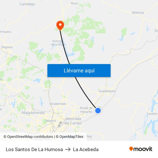 Los Santos De La Humosa to La Acebeda map