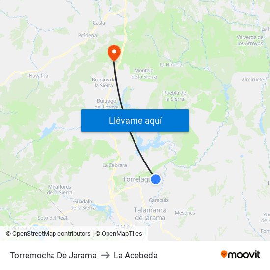 Torremocha De Jarama to La Acebeda map