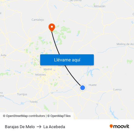 Barajas De Melo to La Acebeda map