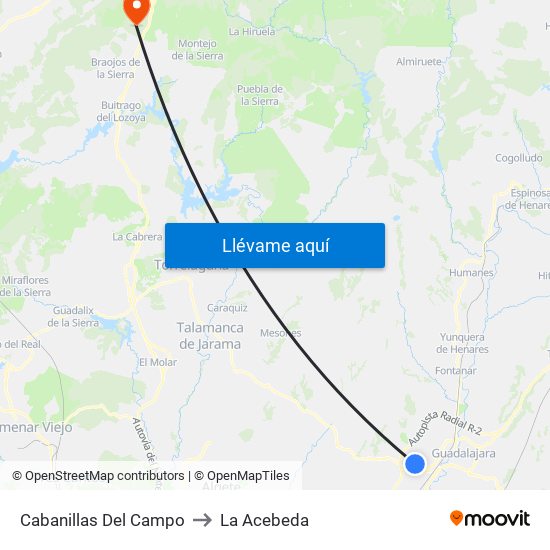 Cabanillas Del Campo to La Acebeda map
