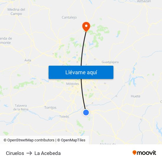 Ciruelos to La Acebeda map