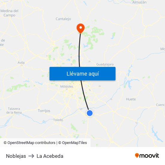 Noblejas to La Acebeda map
