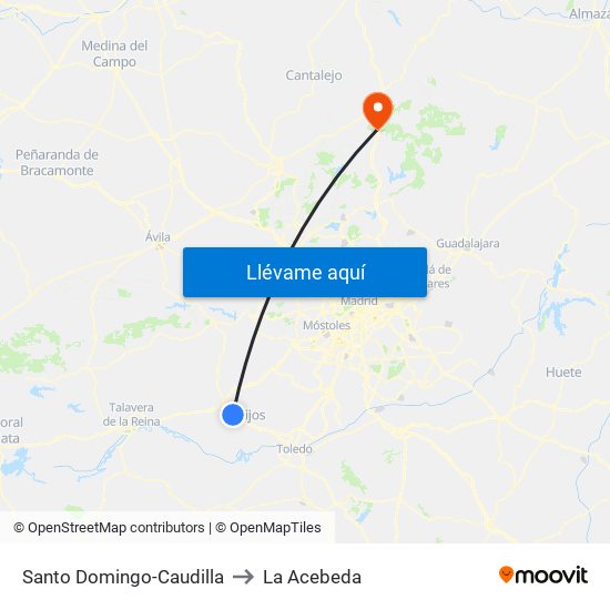 Santo Domingo-Caudilla to La Acebeda map