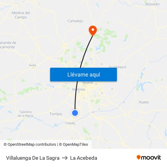 Villaluenga De La Sagra to La Acebeda map