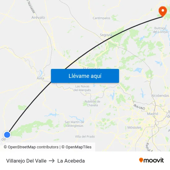 Villarejo Del Valle to La Acebeda map