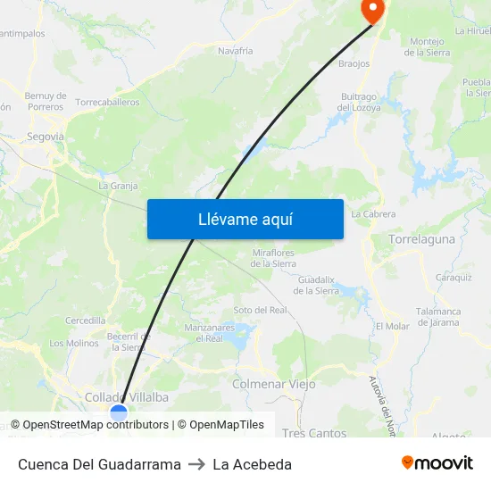 Cuenca Del Guadarrama to La Acebeda map