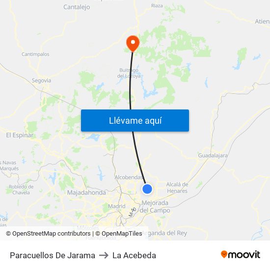 Paracuellos De Jarama to La Acebeda map