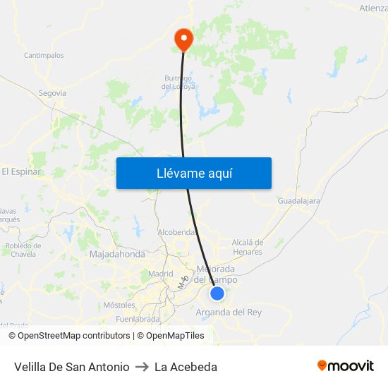 Velilla De San Antonio to La Acebeda map