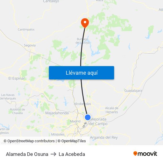 Alameda De Osuna to La Acebeda map