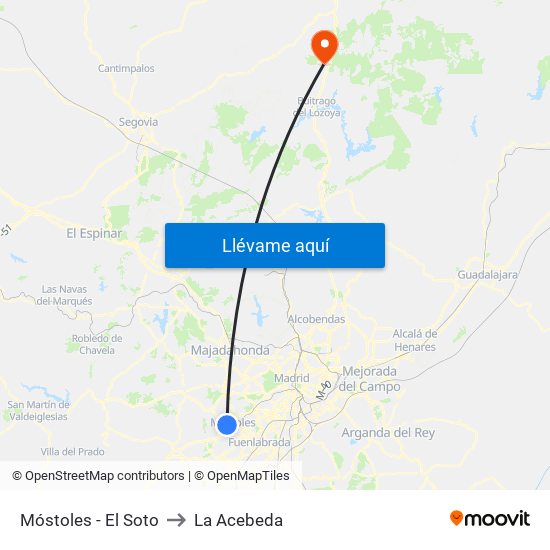 Móstoles - El Soto to La Acebeda map