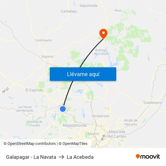 Galapagar - La Navata to La Acebeda map