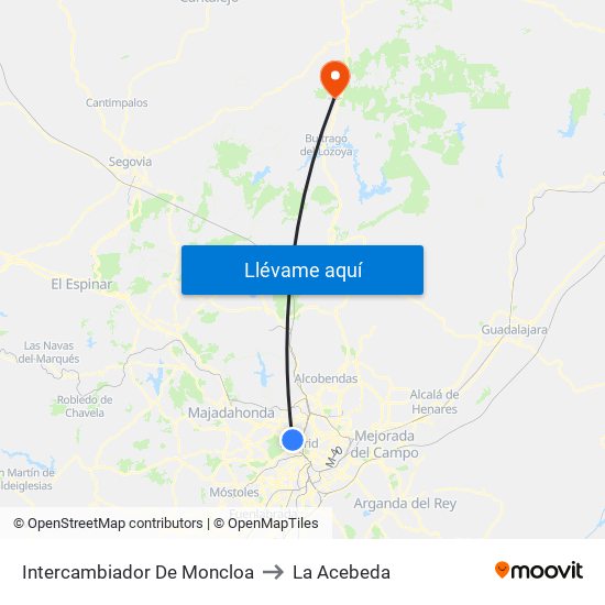 Intercambiador De Moncloa to La Acebeda map