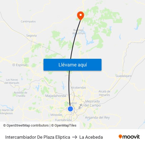 Intercambiador De Plaza Elíptica to La Acebeda map