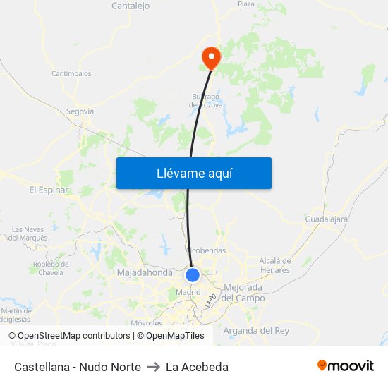 Castellana - Nudo Norte to La Acebeda map