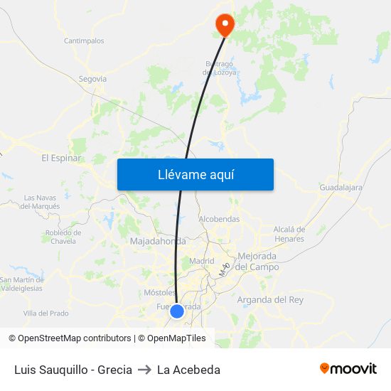 Luis Sauquillo - Grecia to La Acebeda map