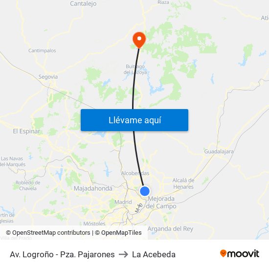 Av. Logroño - Pza. Pajarones to La Acebeda map