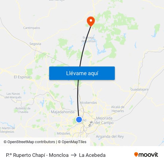 P.º Ruperto Chapí - Moncloa to La Acebeda map