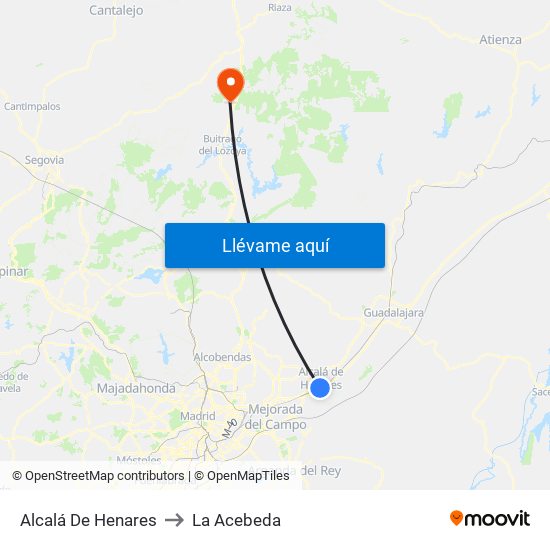 Alcalá De Henares to La Acebeda map
