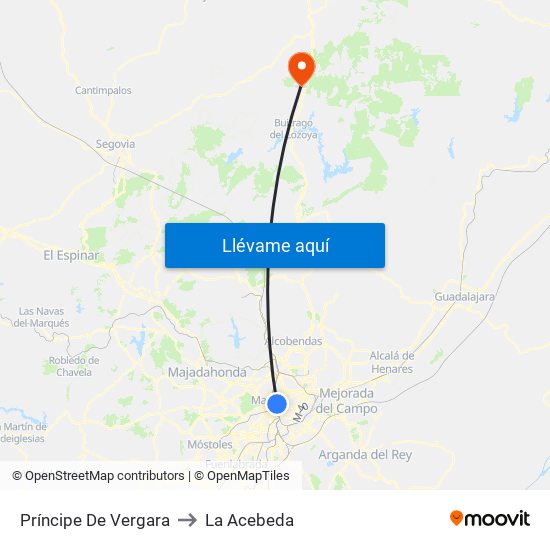 Príncipe De Vergara to La Acebeda map