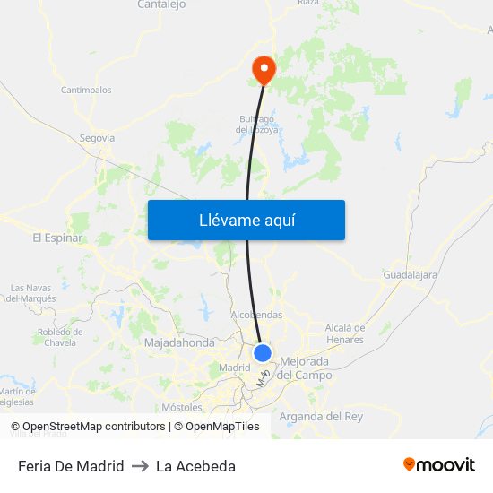 Feria De Madrid to La Acebeda map