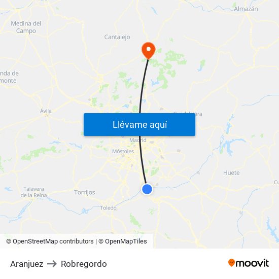 Aranjuez to Robregordo map