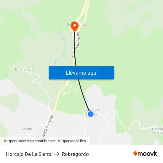 Horcajo De La Sierra to Robregordo map
