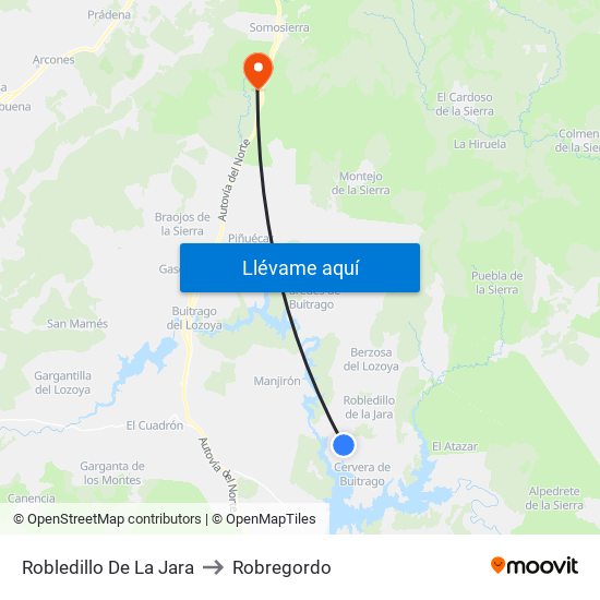 Robledillo De La Jara to Robregordo map