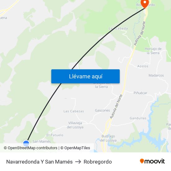Navarredonda Y San Mamés to Robregordo map