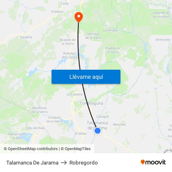 Talamanca De Jarama to Robregordo map