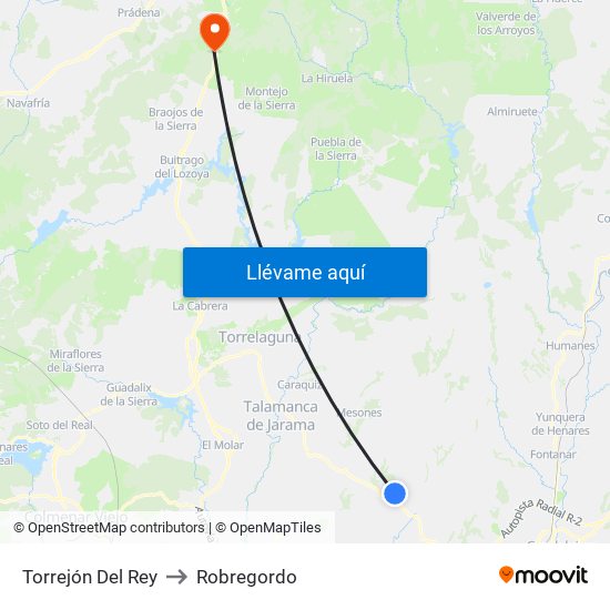 Torrejón Del Rey to Robregordo map