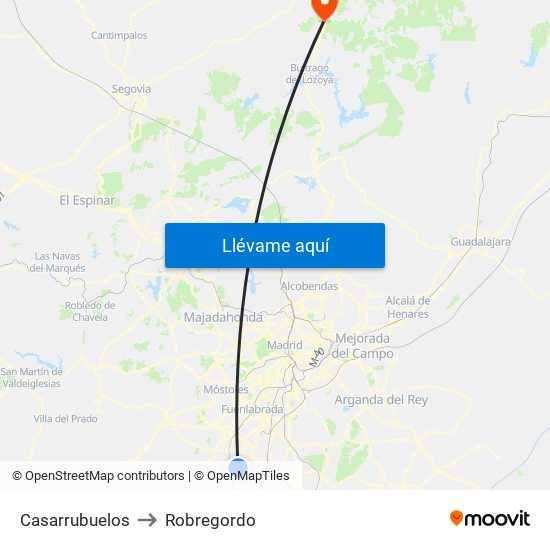 Casarrubuelos to Robregordo map