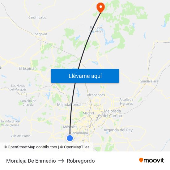 Moraleja De Enmedio to Robregordo map