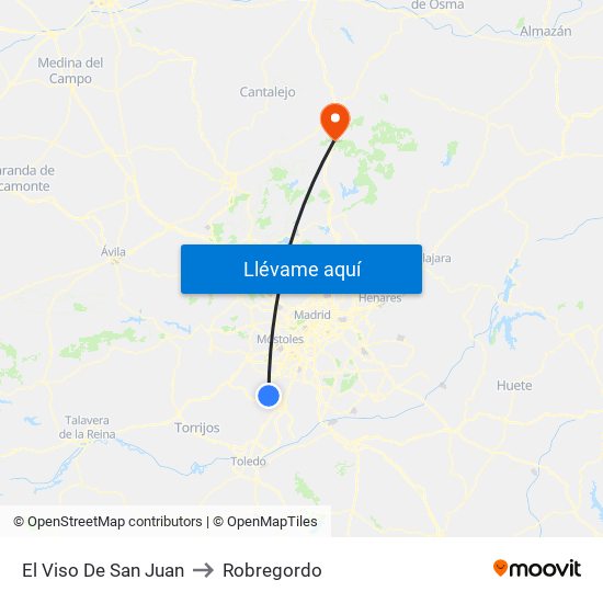 El Viso De San Juan to Robregordo map