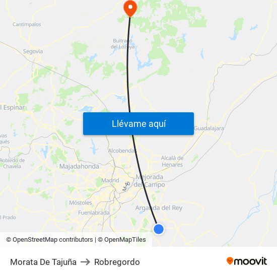 Morata De Tajuña to Robregordo map