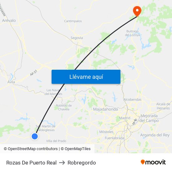 Rozas De Puerto Real to Robregordo map