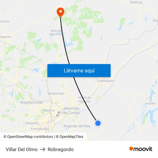 Villar Del Olmo to Robregordo map