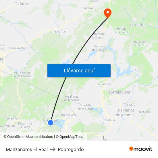 Manzanares El Real to Robregordo map