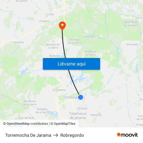 Torremocha De Jarama to Robregordo map