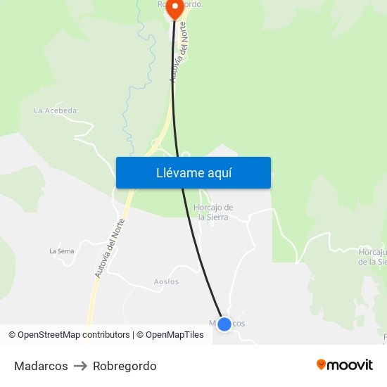 Madarcos to Robregordo map