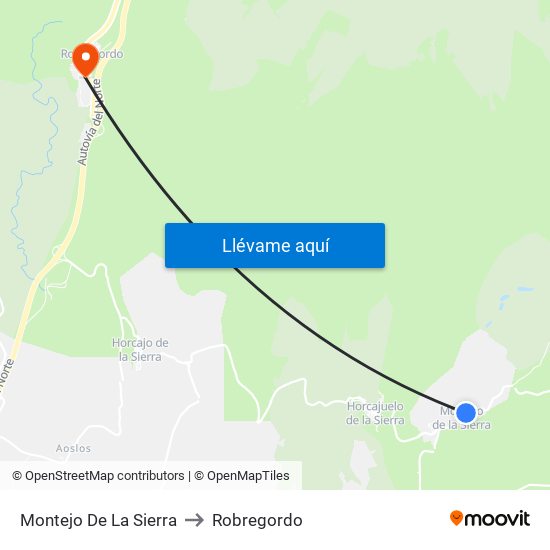 Montejo De La Sierra to Robregordo map